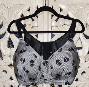 Skull Print Black and White Bra
